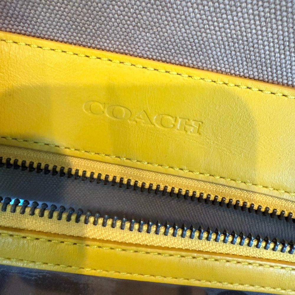 Coach Canvas Tote with Yellow Trim - Picture 2 of 4